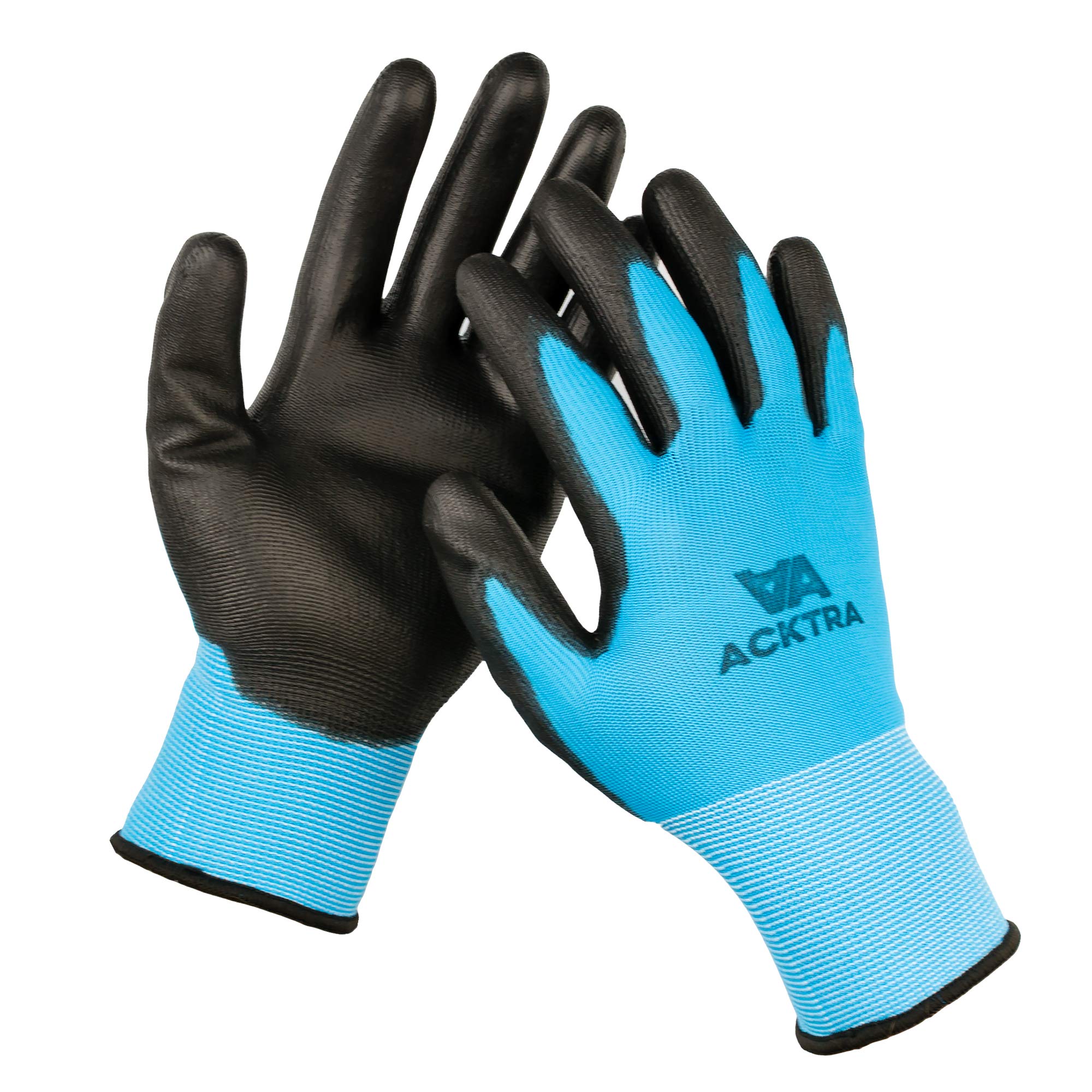 ACKTRA Guantes de trabajo de seguridad de nailon con revestimiento de poliuretano ultrafino, 12 pares, puño de muñeca de punto, para trabajo de precisión, para hombres y mujeres, WG002 poliéster rojo