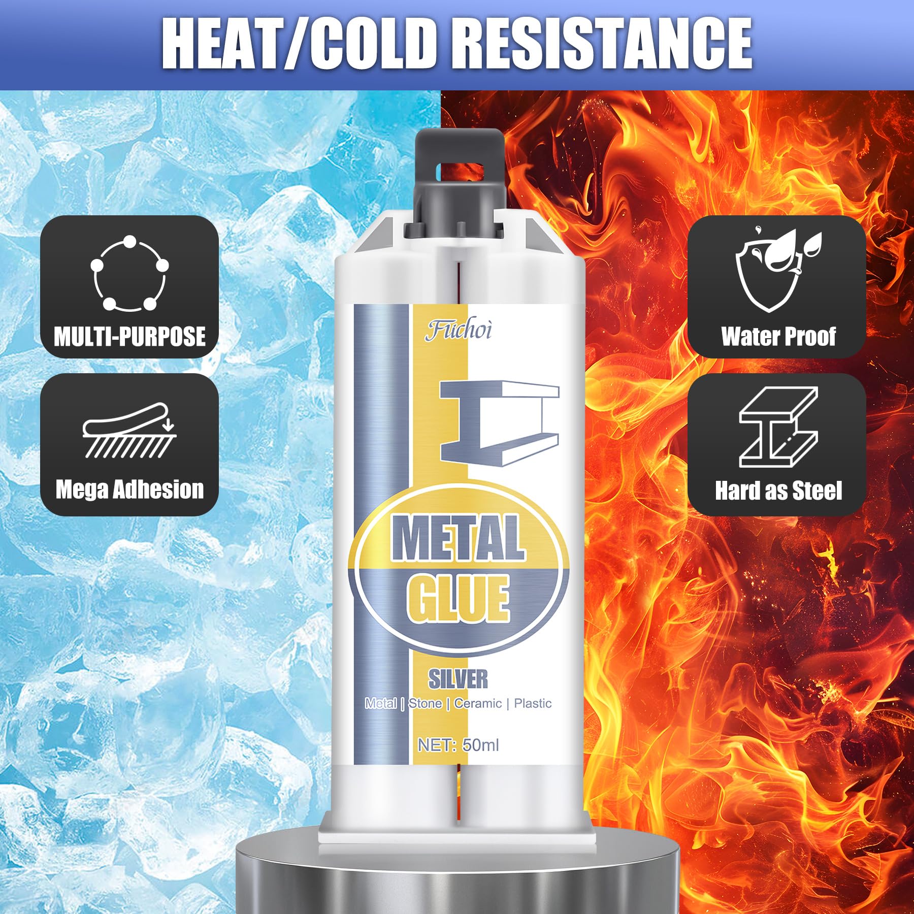 Klej do metalu Extra Stark 100ml - 2-składnikowy płynny klej metalowy do spawania i naprawy stali nierdzewnej, aluminium, ceramiki, tworzyw sztucznych, drewna, kamienia - wodoodporny, odporny na
