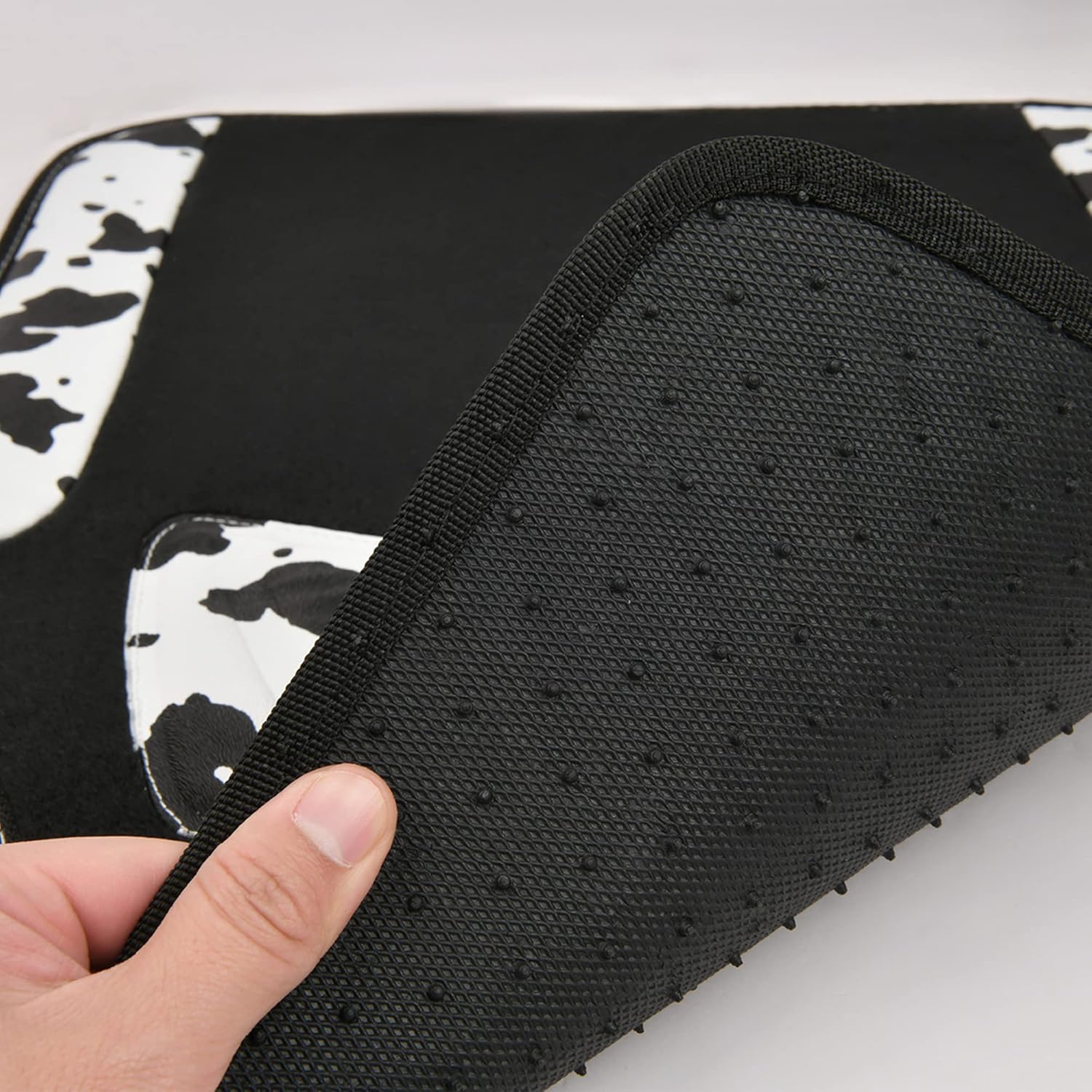 CAR PASS Waterproof Universal Fit Car Floor Mats, Cow Print Car Mats Fit for SUV,Vans,sedans, Trucks,Set of 4pcs Car Carpet with Driver Heel Pad and Nibs Backing,or Cute Women Girly Funny Black White - Image 6
