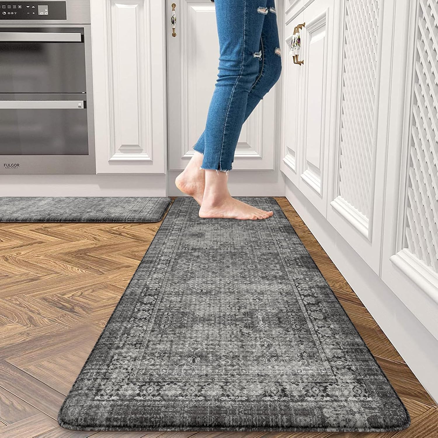 Amazon.com: Sungea Black Kitchen Mats for Floor,Anti Fatigue Kitchen ...