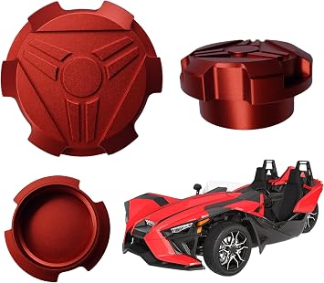 CNC Aluminum Red Gas Cap Fit Polaris Slingshot 2015-2026 | Billet aluminum, anodized red finish, direct OEM replacement, corrosion-resistant, easy install