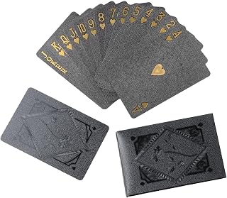 Black Gold Plastic Playing Cards, Waterproof Poker Deck with Smooth Shuffle for Home Party and Professional Game, Luxury Card Game Set