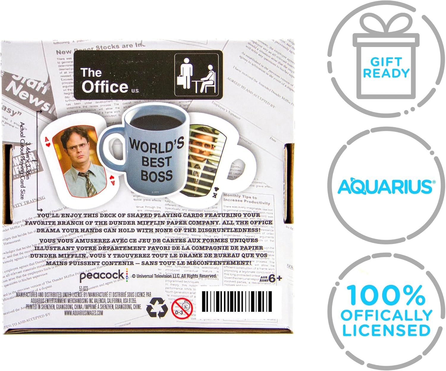 Aquarius The Office Playing Cards - The Office Shaped Deck of Cards for Your Favorite Card Games - Officially Licensed The Office Merchandise & Collectibles, Multicolor