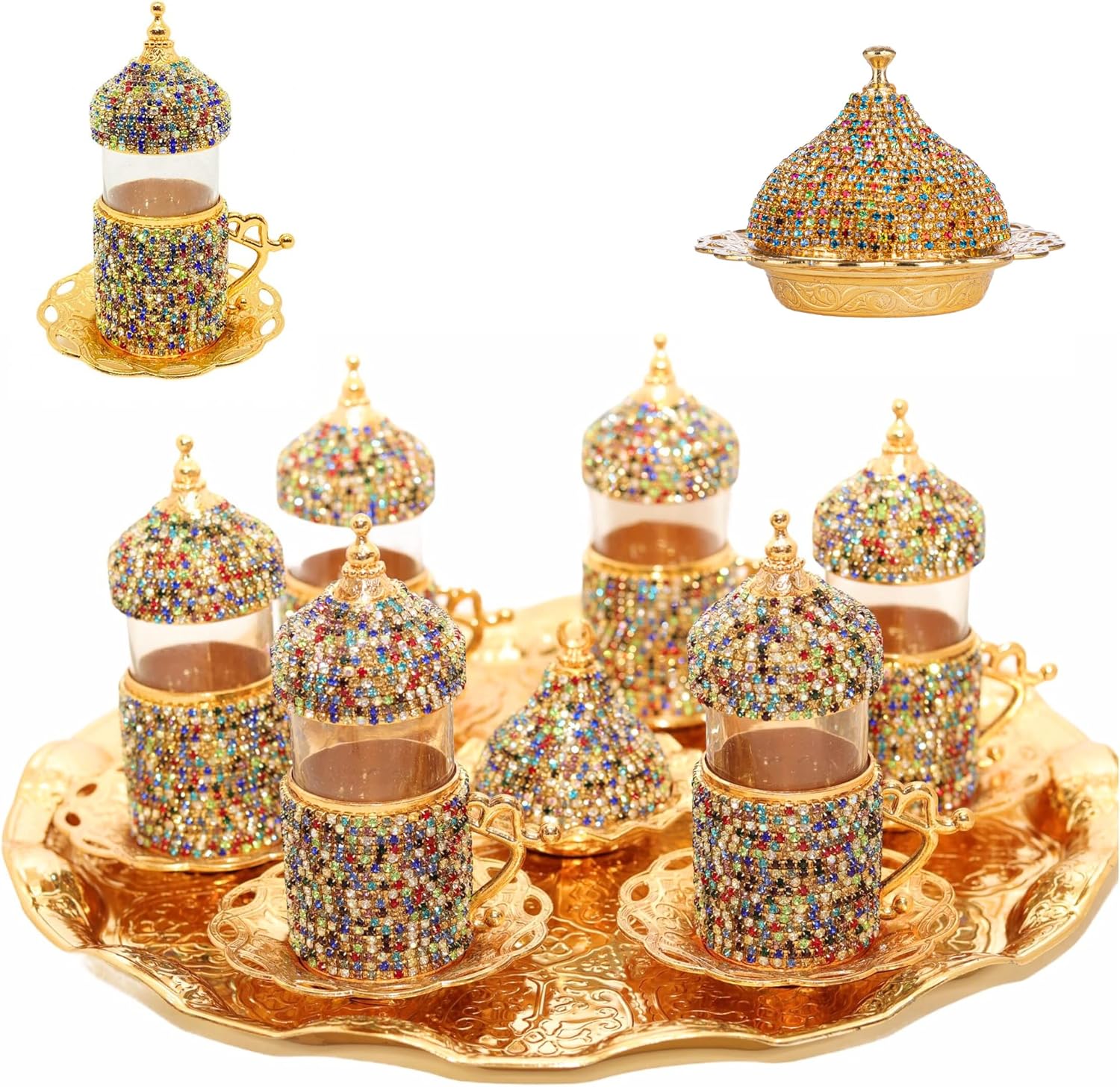 Set 6 Bicchieri Tè Turco Con Piattini - Pasabahce Design 120ml Lavabili In Lavastoviglie - Foto 12