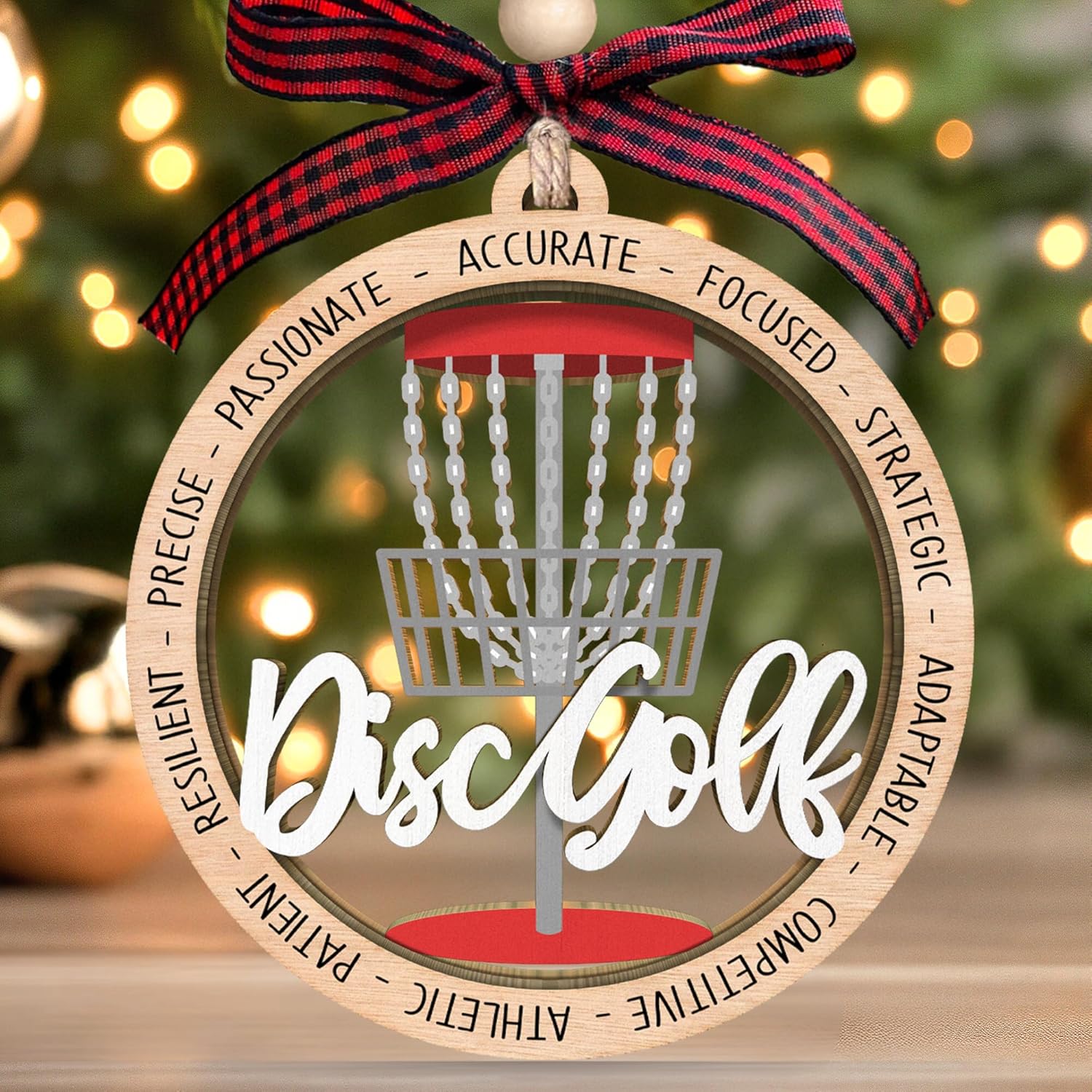 MAPDTWO Disc Golf Ornament - Disc Golf Ornaments for Christmas Tree, Golfer Christmas Ornaments - Frisbee Golfers Gifts for Him, Men, Husband, Lovers - Disk Golfer Gifts - 2 Layered Wood Ornament 2025