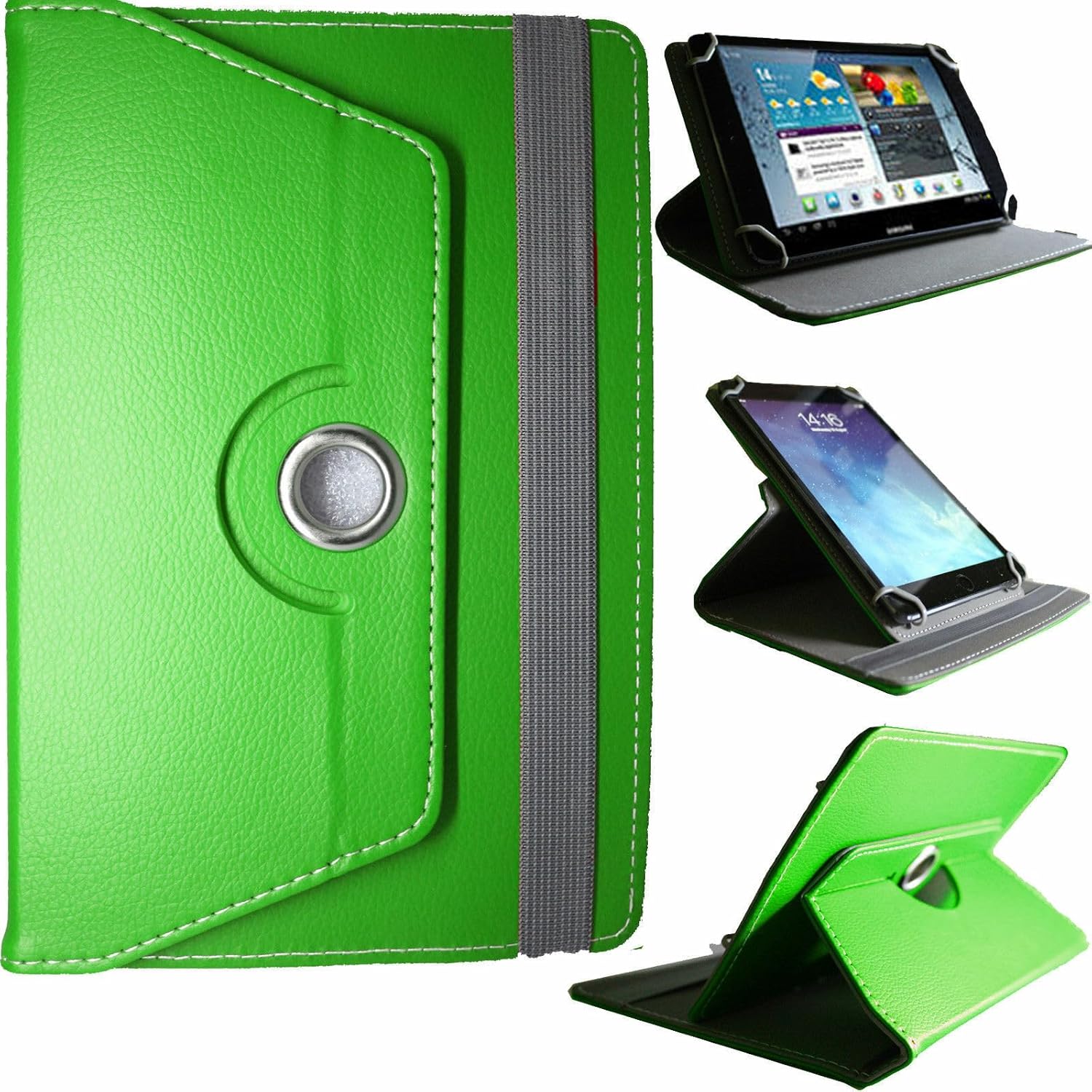 DV 10inch Tablet Case Cover – Universal Leather Stand Case Folio Cover Magic Leather 360° Rotating Case Fits for ALL 10″ Inch & 10.1″ Inch Android Tablets tab (Green)