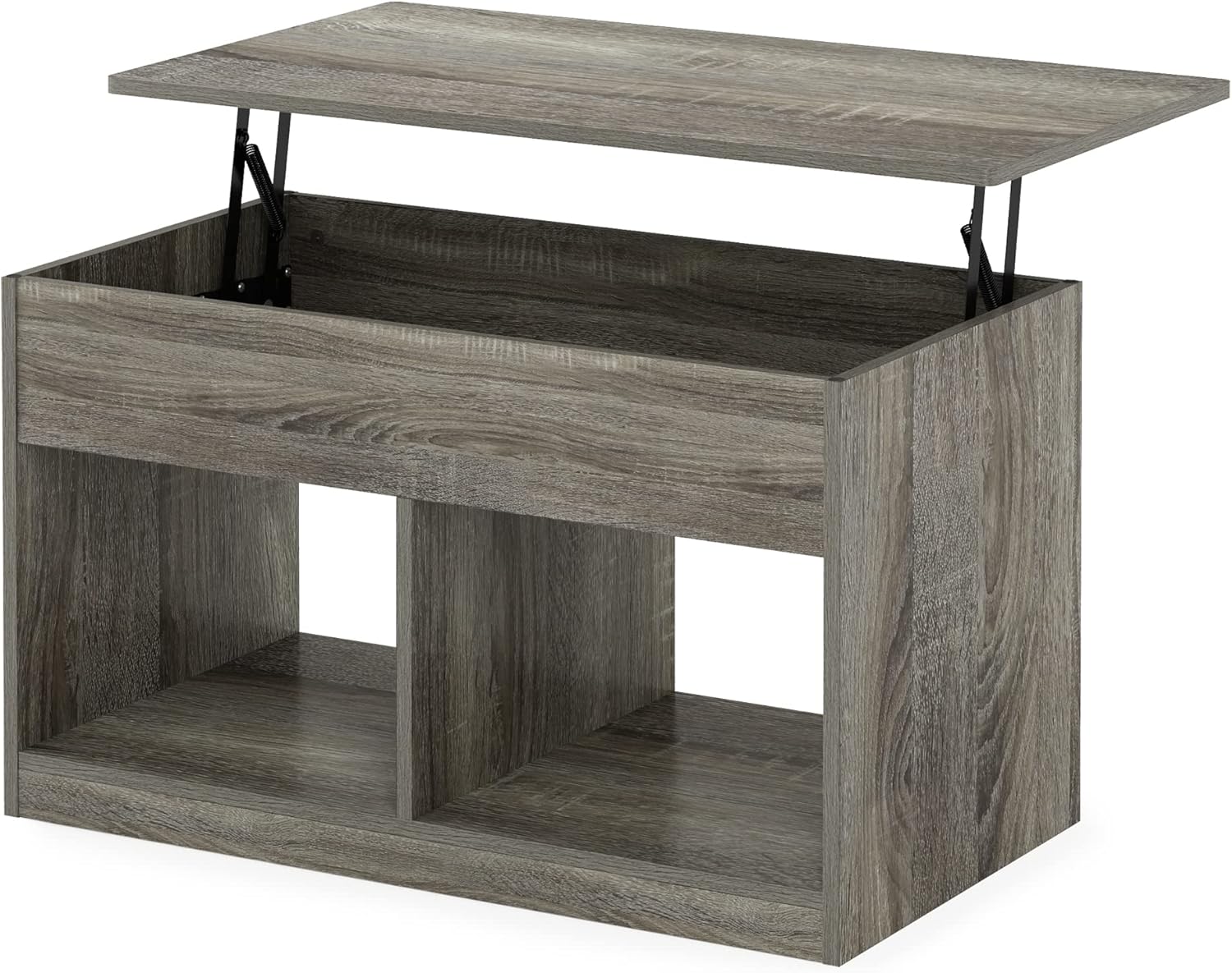 Furinno Jensen Living Room Lift Top Coffee Table with Hidden Compartment, French Oak Grey