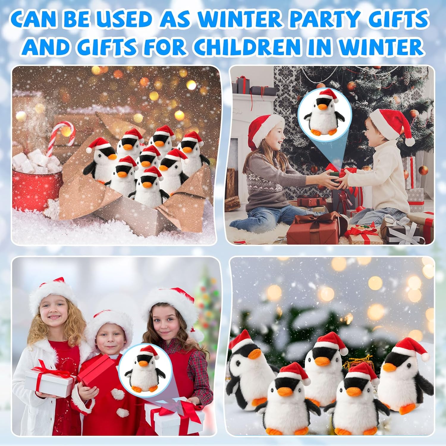 30 Pcs Mini Plush Penguin for Kids Mini Keychain Plush Stuffed Toys Animal Cute Small Penguin Stuffed Doll for Christmas Birthday Winter Party Favors (Christmas Hat,Black)
