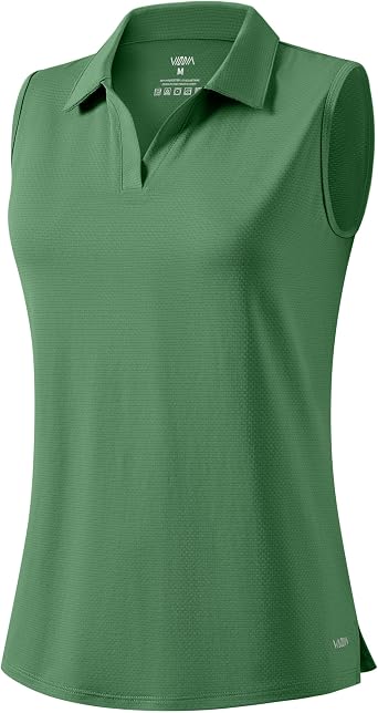 Viodia Womens Sleeveless Golf Polo Shirts Tennis Collared Tank Tops UPF 50+ Quick Dry V Neck Lightweight Shirt