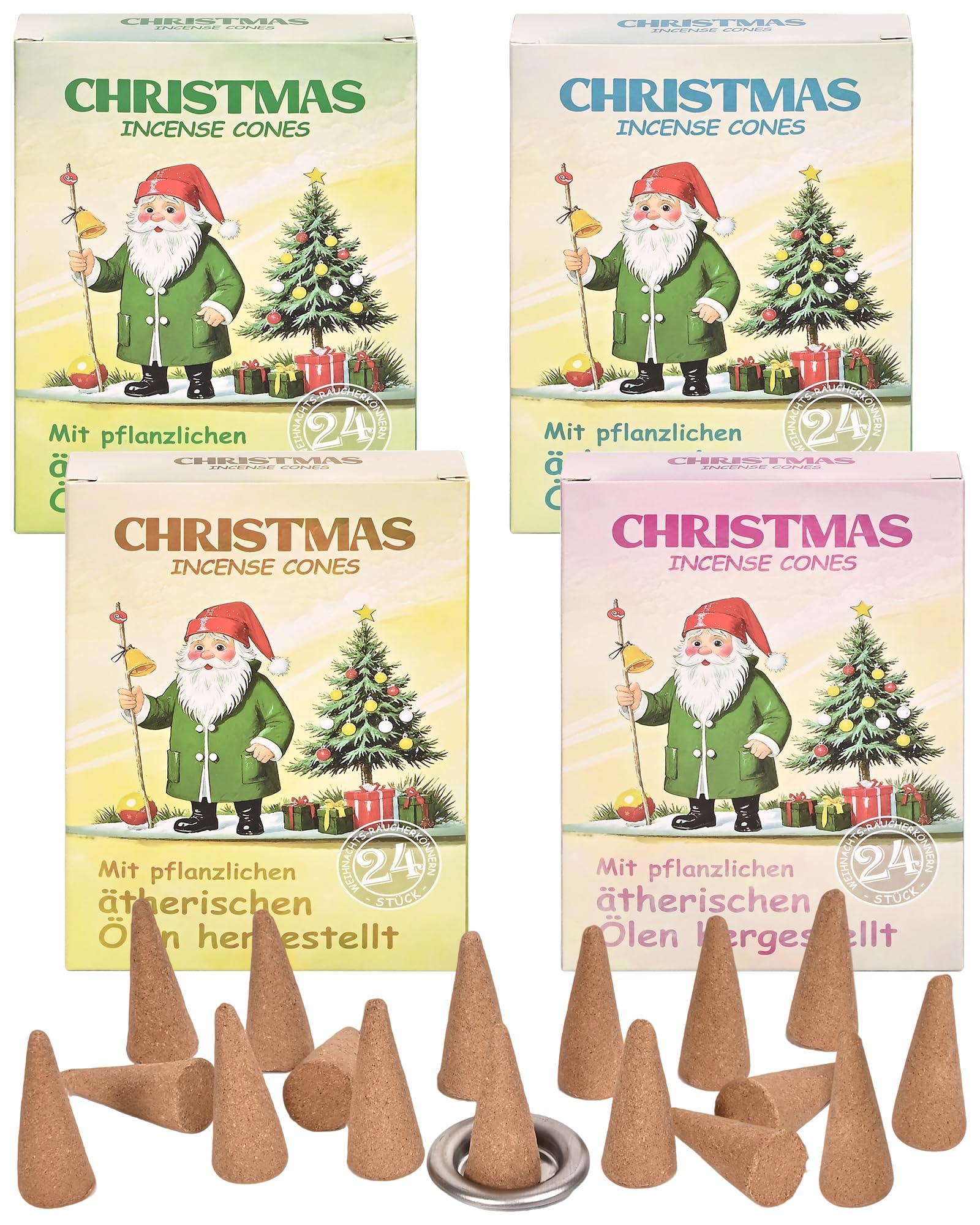 Weihnachten Räucherkegel - Räucherkerzen - Duft für Entspannung und Meditation, Haus und Haus Dekoration - 4er Set, 96 Stück