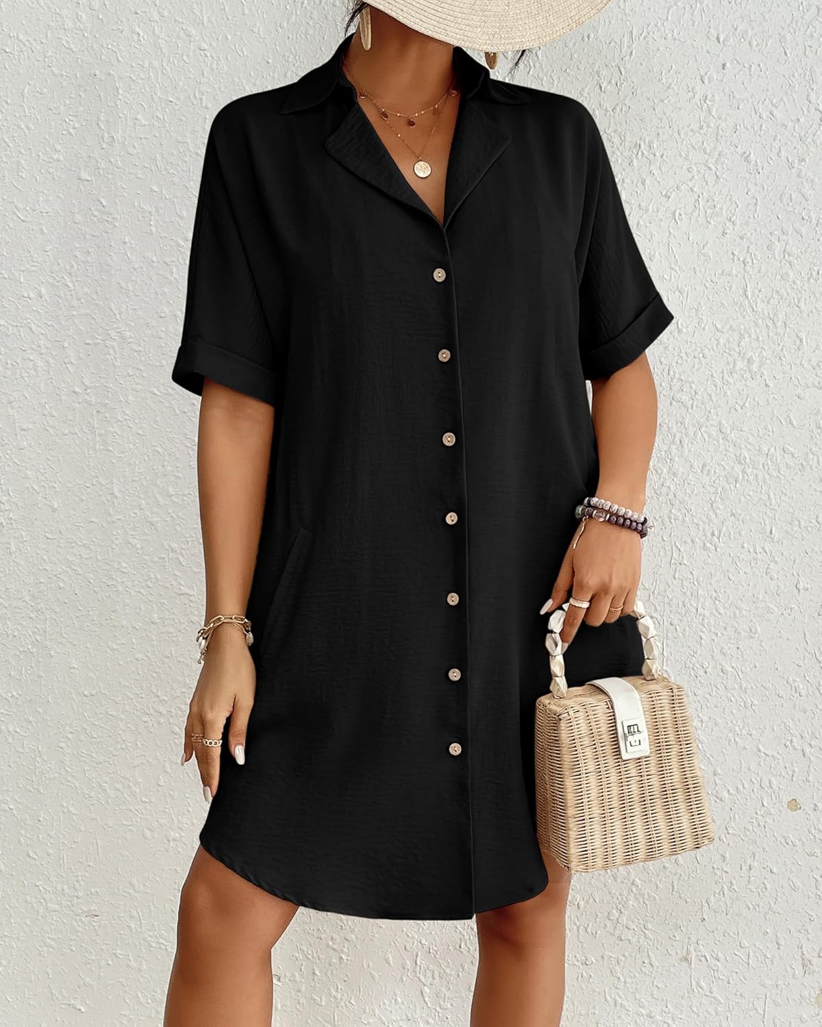 Bsubseach Womens Bathing Suit Cover Ups Bikini Swimsuit Coverup for Women 2026 Button Down Beach Dress Shirt - Image 2