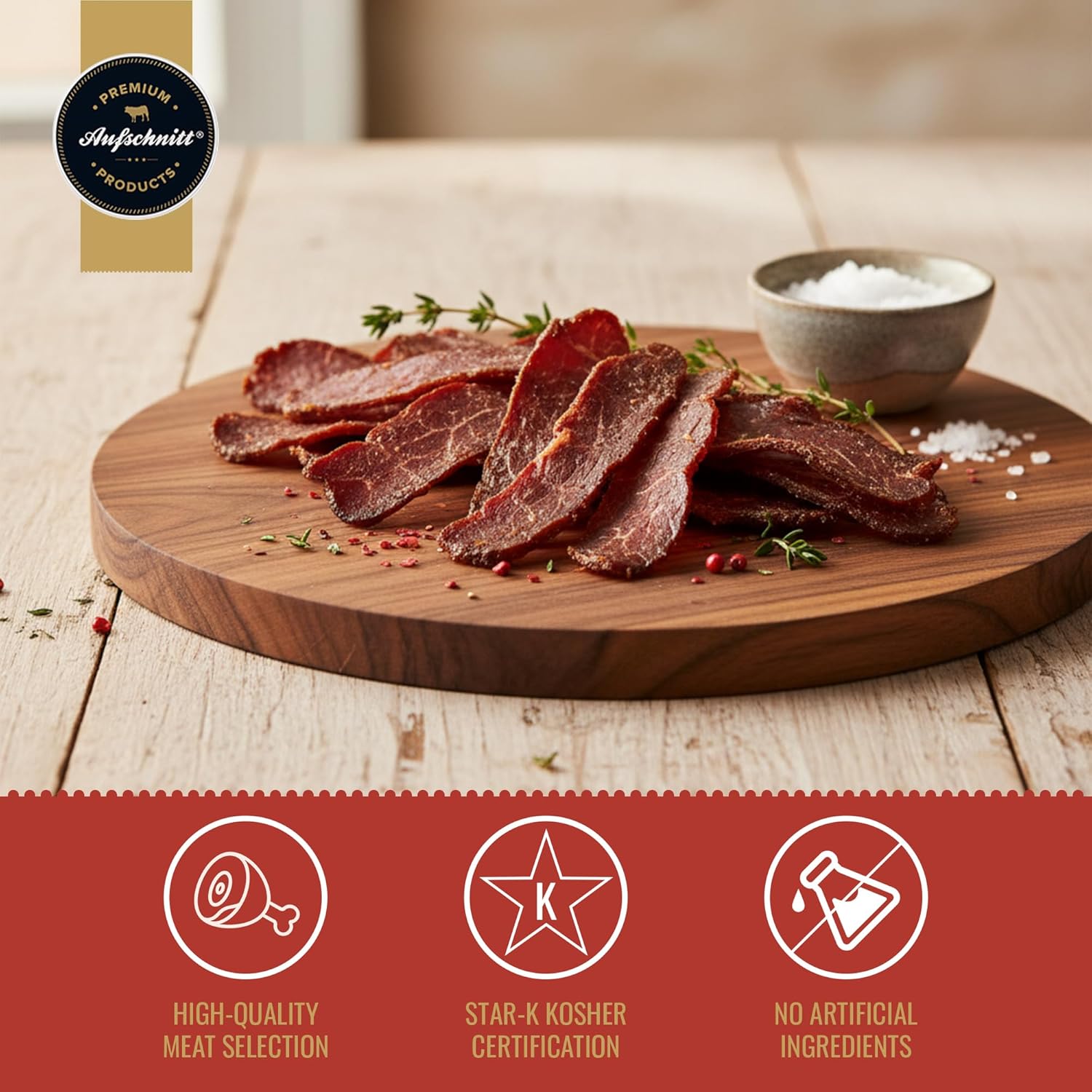 Aufschnitt Essicata Jerky - Extra Tender, Low Sodium - Made in USA - Certified Kosher - Keto Friendly - 24 Pack, BBQ