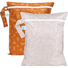 Bumkins - Waterproof Wet Bag - For Baby, Travel, Swim Suit, Cloth Diapers, Pump Parts, Pool, Gym, Toiletry, Strap to Stroller - Reusable & Easy to Clean - 2pk - Desert Boho
