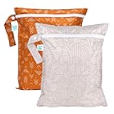 Bumkins - Waterproof Wet Bag - For Baby, Travel, Swim Suit, Cloth Diapers, Pump Parts, Pool, Gym, Toiletry, Strap to Stroller - Reusable & Easy to Clean - 2pk - Desert Boho