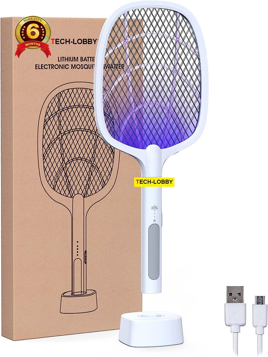 Tech-Lobby Mosquito Bat (6 Months Warranty) Mosquito Racket Rechargeable | Made in India with CE Certified (Bat with Stand) (B0CS17KKBJ) Amazon Price History, Amazon Price Tracker