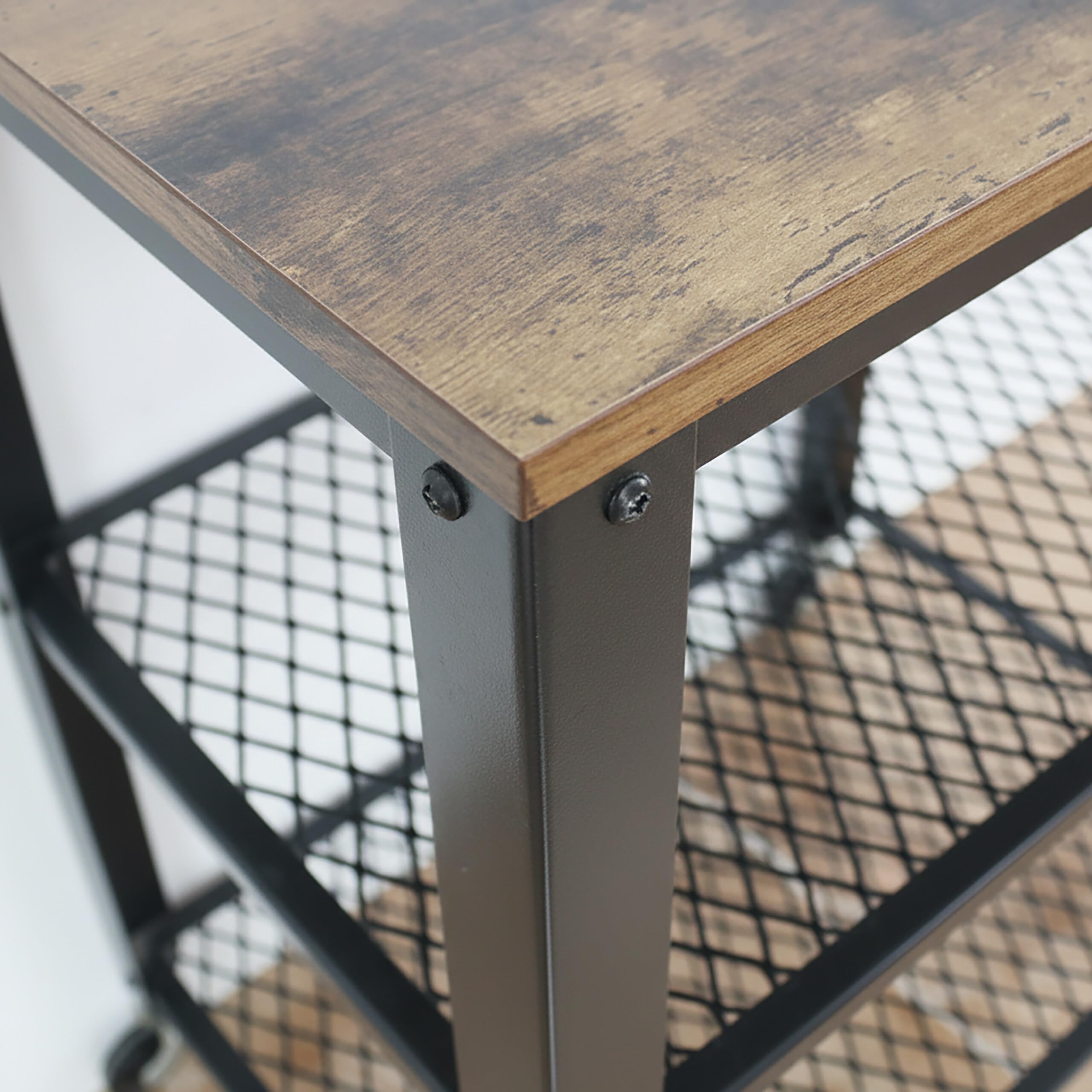 Relaxdays Desserte 3 Niveaux Aspect Bois à roulettes, Cuisine/Maison/Bureau, H×L×P 77,5×60×40 cm métal Brun-Noir