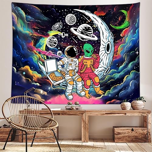 Miniatura 2 de Divertido tapiz de astronauta espacial alienígena para hombres y hombres, hombres, hombres, hombres, hombres, hombres, hombres, dormitorios,