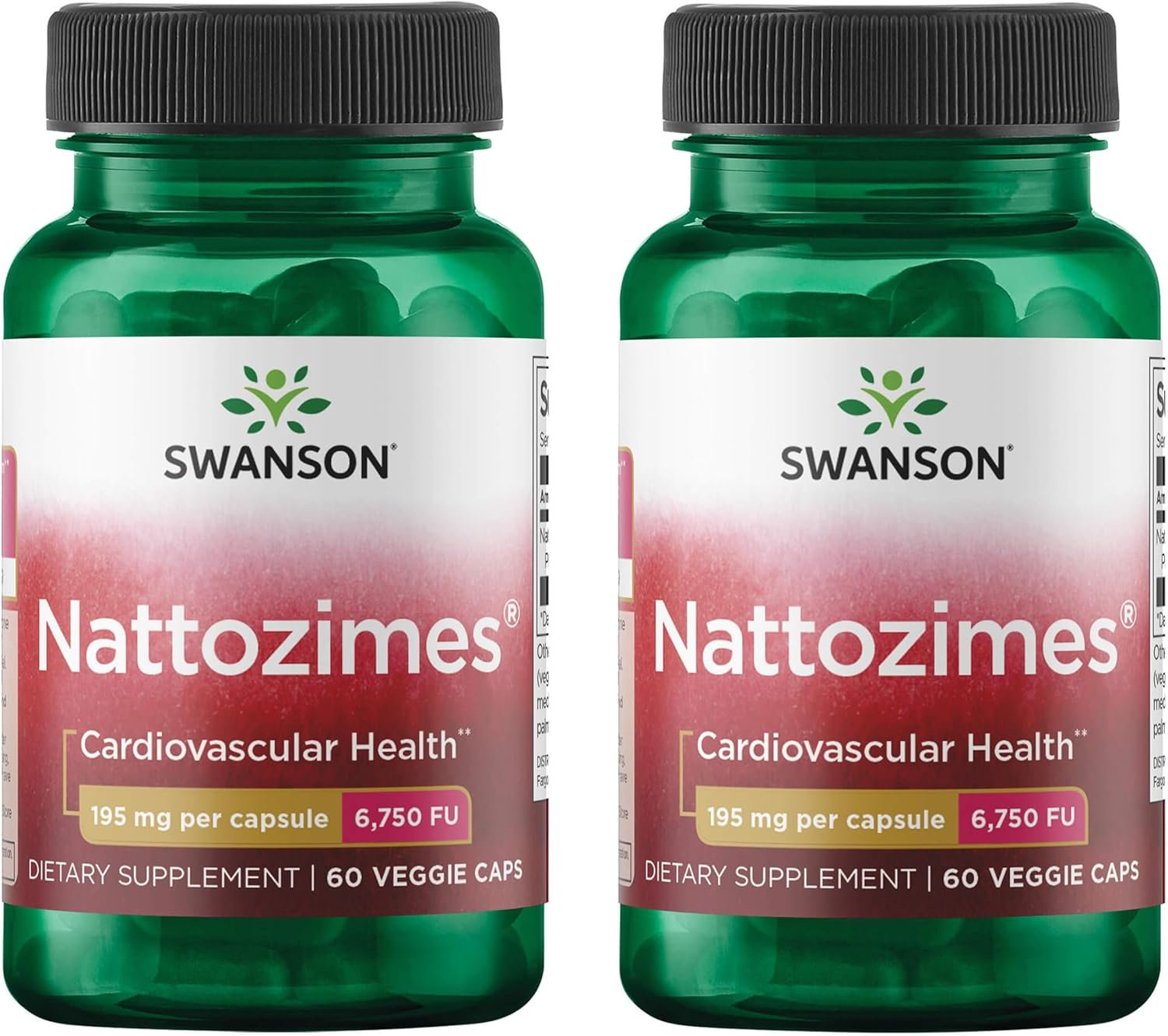 Swanson Triple-Strength Nattozimes 195 Milligrams/6750 Fu 60 Veg Capsules Enzyme (2 Pack)