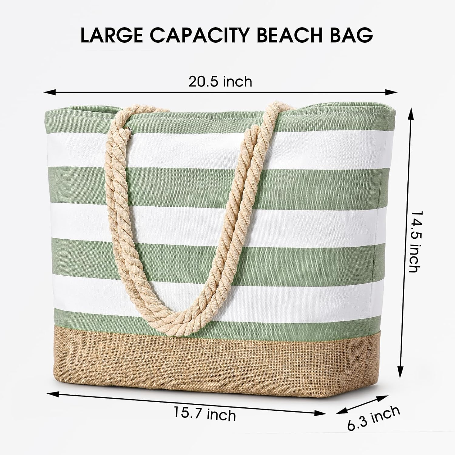 Becokan Beach Bags for Women Large Canvas Beach Tote Bag Beach Bags Waterproof Sandproof Swim Pool Bag Travel Essentials - Image 5