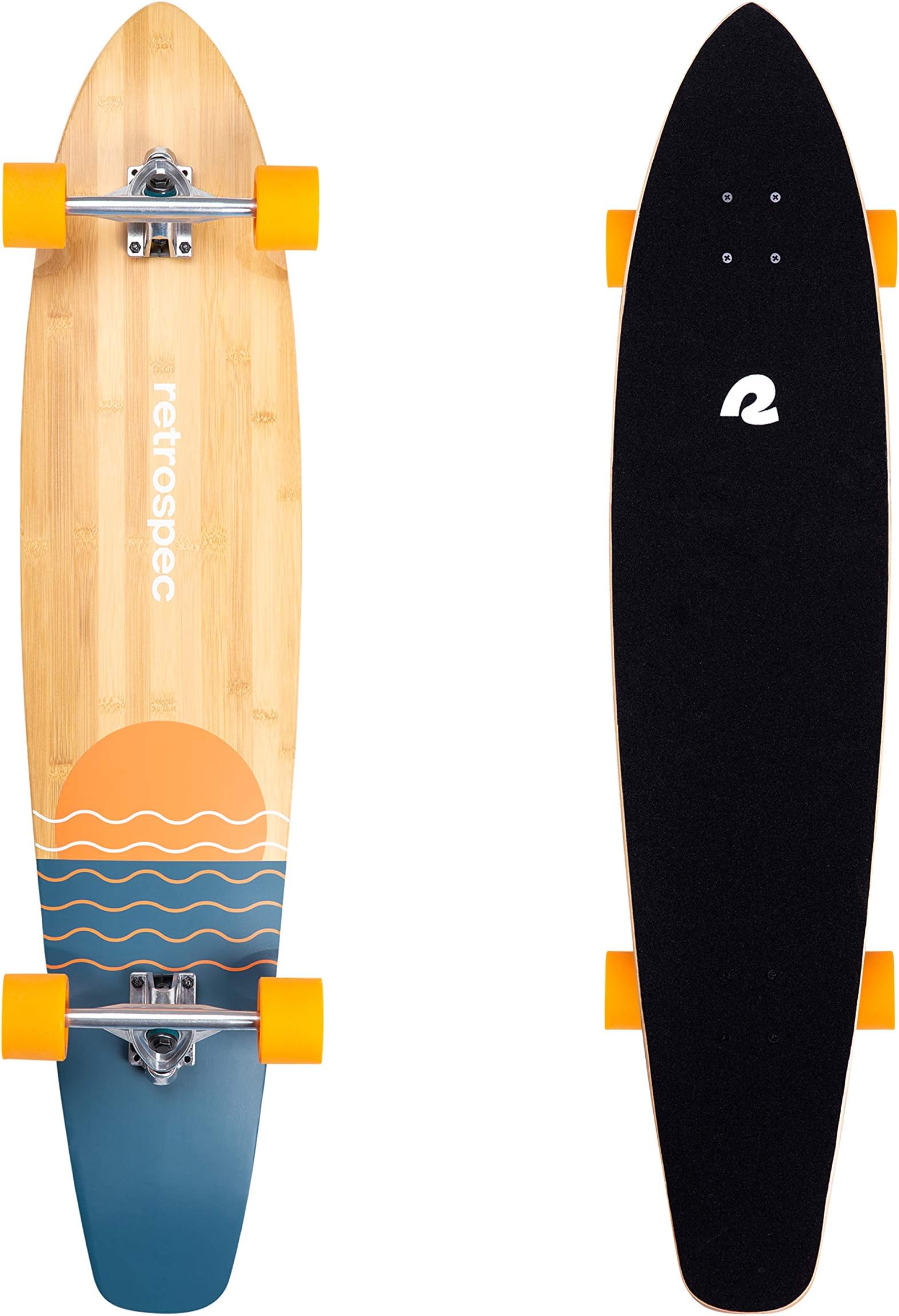 Retrospec Zed Cruiser & Pintail Longboard Skateboard Complete Cruiser | Bamboo & Canadian Maple Wood Cruiser w/Reverse Kingpin Trucks for Commuting, Cruising, Carving & Downhill Riding