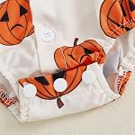 Newborn Baby Halloween Pumpkin Romper Boys Girls Button Down Bowknot Shirt Short Sleeve Jumpsuit Birthday Bodysuit