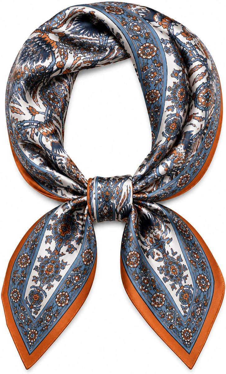 Satin Neck Scarf for Women, 27 Inch, Silk Like Square Bandana Hair Scarves