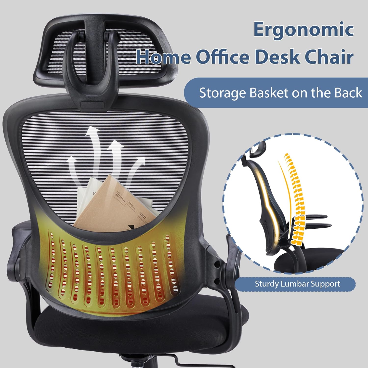 Ergonomic backrest with lumbar support feature