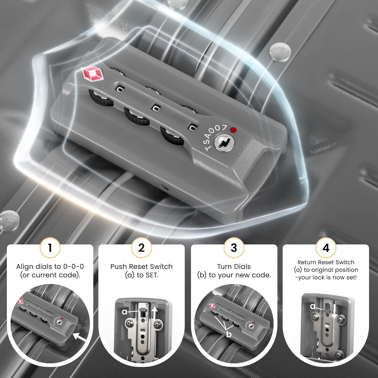 2-Piece Zipperless Luggage Set - 20/28 Inch,Aluminum Frame Luggage Set with TSA LOCK,Hardshell Luggage Sets w/Double Spinner Wheels,Lightweight Travel Luggage for Men/Women（20''+28'',Grey）