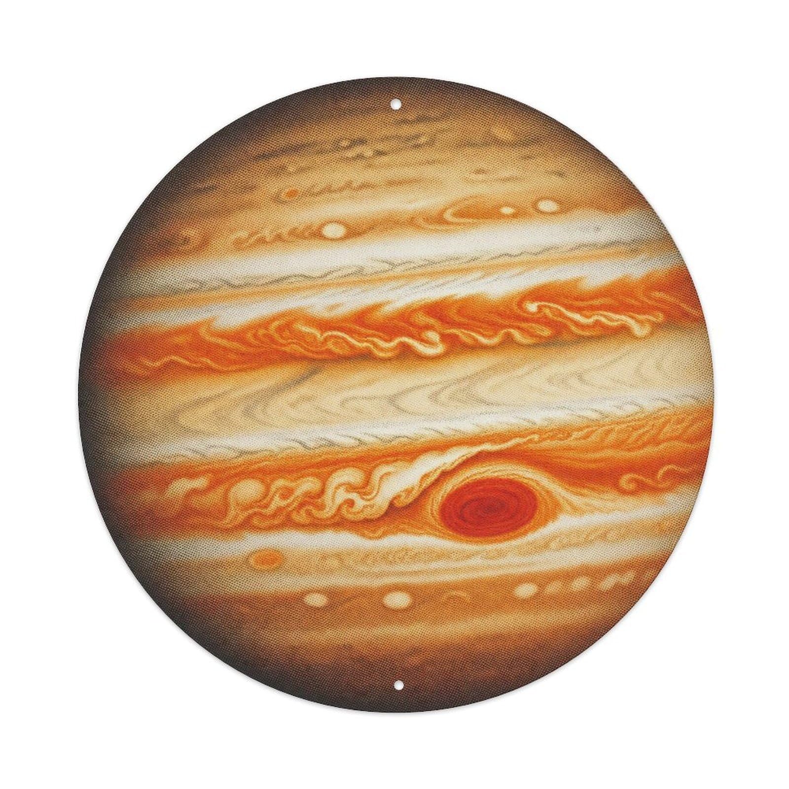 Okngb Style Starry Sky Jupiter Gas Giant Telescope View Space Orbit Metal Tin Sign Plaque Wall Decor For Cafe, Man Cave, Club Bar, Office, Home Garden Round Metal Poster 8X8inch