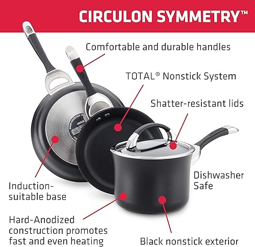 Miniatura 6 de Circulon Symmetry - Juego de sartenes antiadherentes anodizadas duras juego de sartenes juego de sartenes anodizadas duras 10 pulgadas y 12 pulgadas
