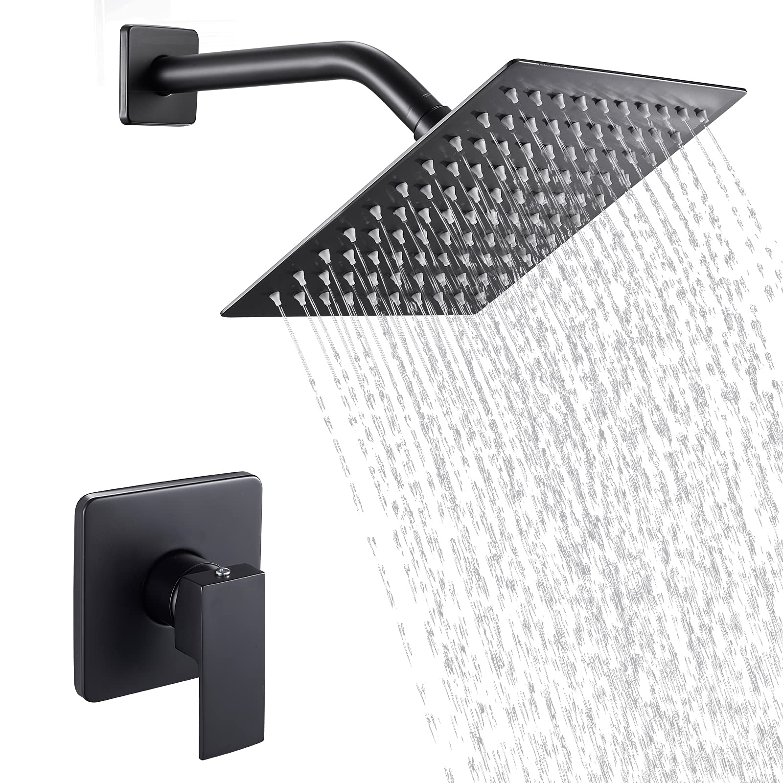 Buy POPFLY Black Shower Faucet Set with High Pressure 8 Inchs Square Shower Rainfall Head,Shower