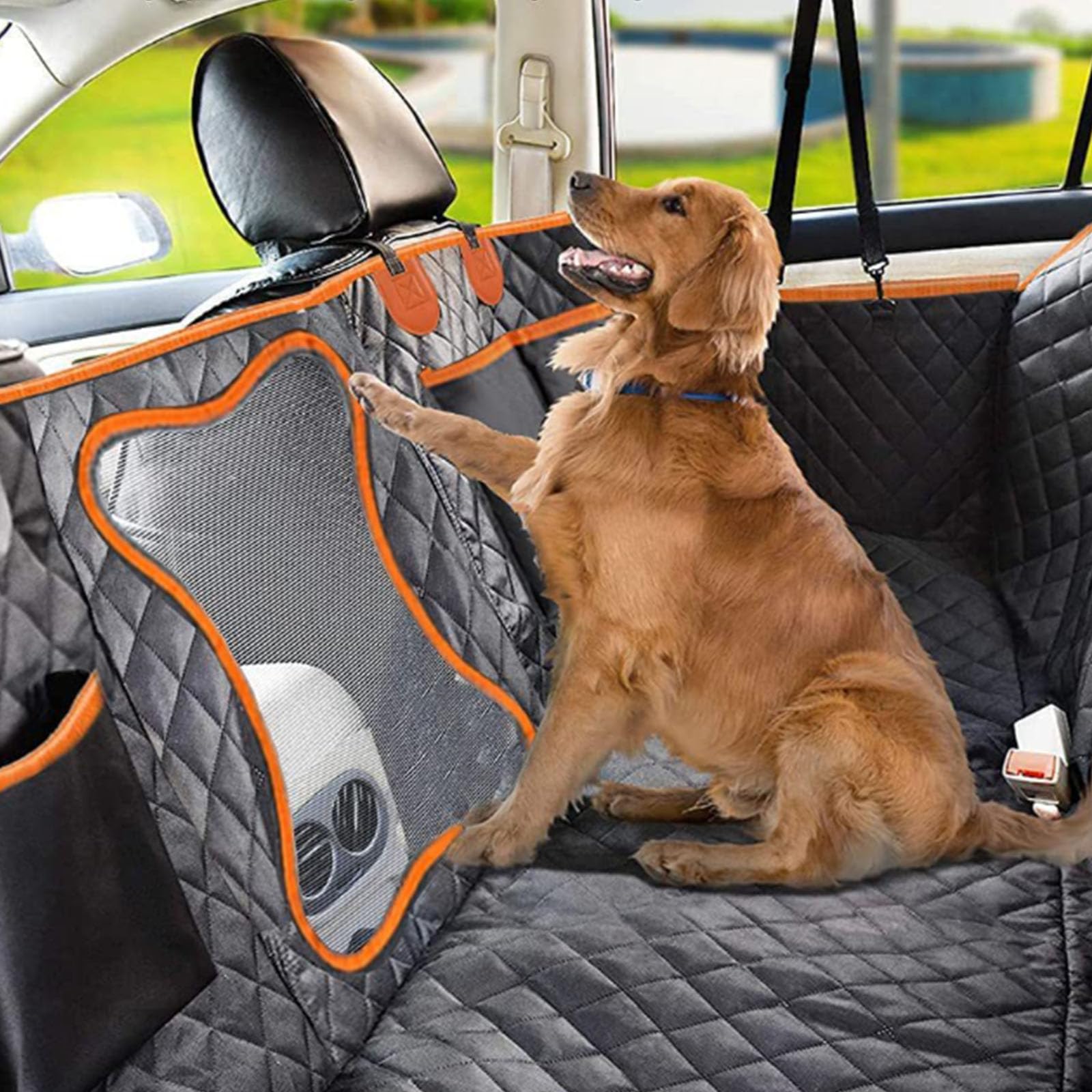 Alfombrilla Ajustable para Coche para Mascotas, Naranja/Gris, para Sentarse con Mascotas, 137 * 147cm, Alfombrilla para Coche para Mascotas, Adecuada para Varios Modelos de Coches (Gray)