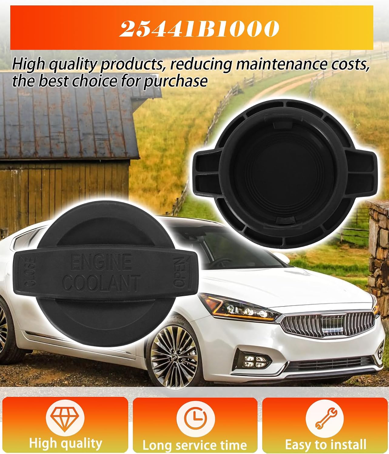 Coolant Reservoir Cap Compatible With Hyundai Genesis G80,Genesis G90,Sonata,Nexo,Fit For Kia Cadenza,K900,Optima.Replace 16-20 25441B1000 25441-B1000