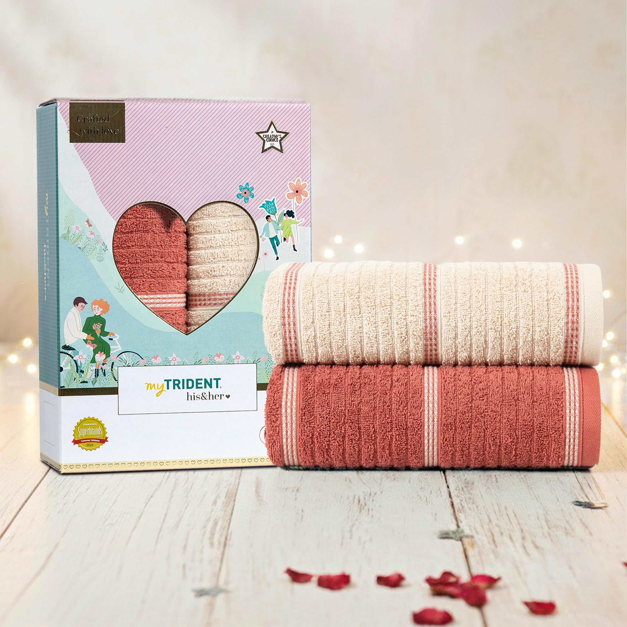 MYTRIDENT His and Her Towel for Bath Large Size, 500 GSM, 2 Pc Bath Towels for Couple, Sugar & Spice-image-18