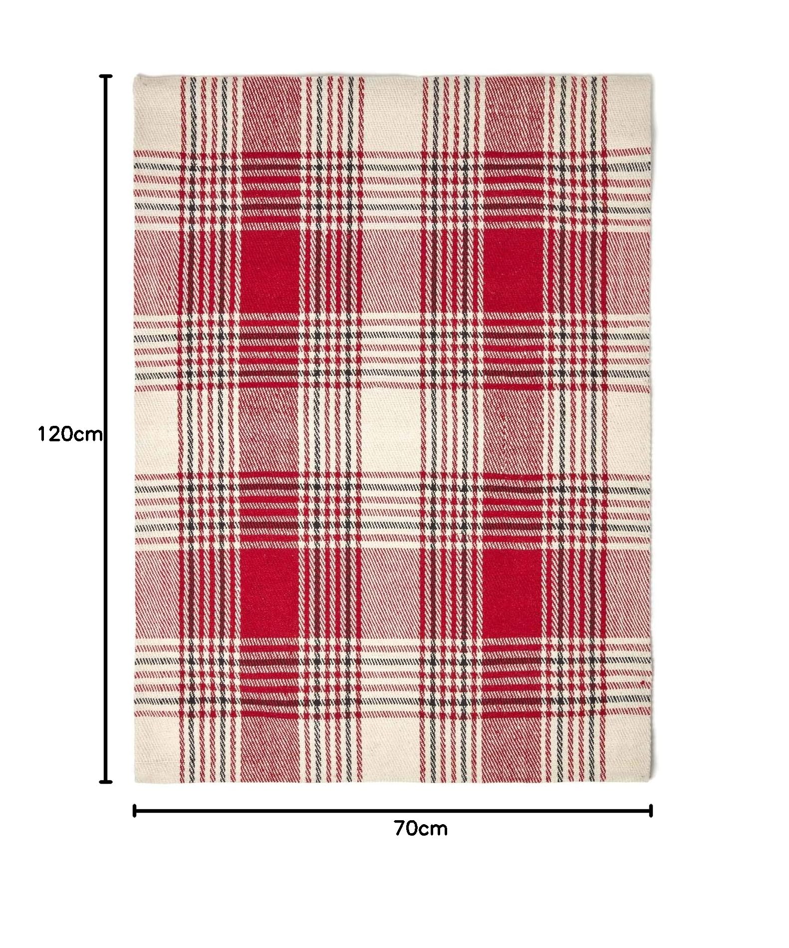 HOMESCAPES - Tapis en Laine à imprimé Motif écossais Tartan Rouge, Fabrication Artisanale - Walker - 70 x 120 cm