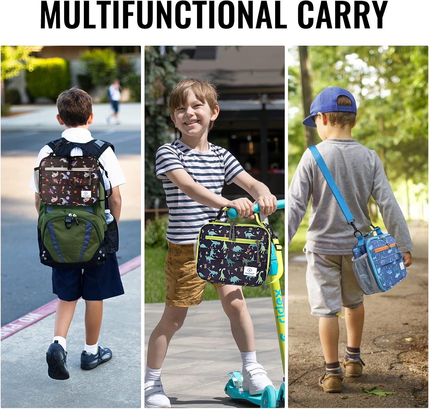 Genteen Lunch Box Kids, Prints Insulated Lunch Bag Kids Boys Girls,Soft Bag Mini Cooler Back to School Thermal Meal Tote Kit Lunch Box for School,Work,Outdoor - Astronaut image 4