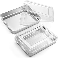 Vista 15 de Onader Molde para hornear de 10⅜ x 8⅛ x 2 pulgadas con tapa, paquete de 2 moldes rectangulares de acero inoxidable para lasaña y pastel, no tóxico