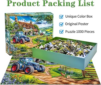 Puzzles 1000 Pieces for Adults jigsaw puzzles for adults-Farmhouse & Tractors-1000 Piece Puzzle Classic Educational Games Beautiful Decoration Puzzle