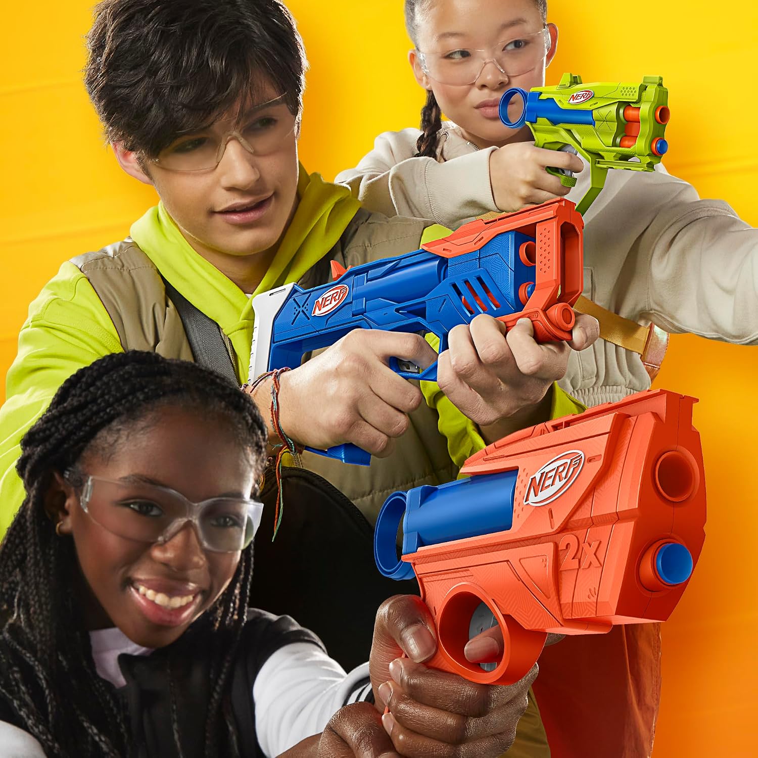 Nerf, Conjunto de Lançador de Dardos, N Series, Triple Action - Inclui 3 Lançadores e 12 Dardos - A partir de 8 Anos