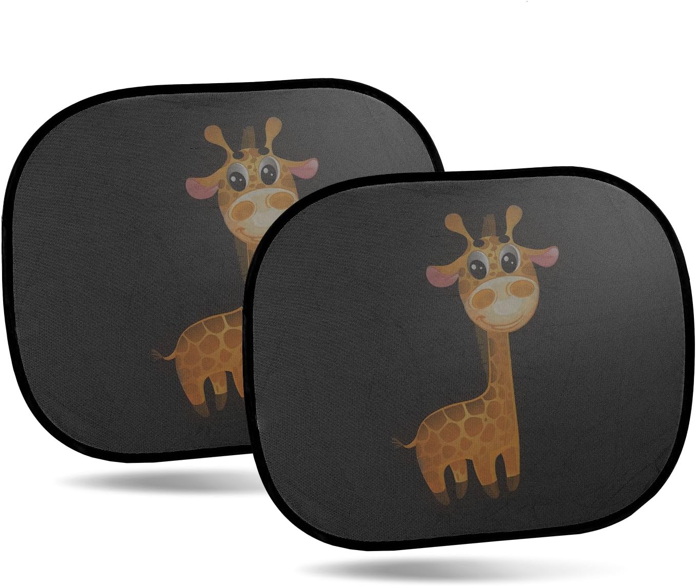 MIAS (pack of 2) cute giraffe sun shades for car windows, 43 x 35.5 cm / Great sun protection for kids, baby / For side windows