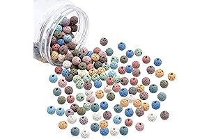 NBEADS Wholesale 150 Pcs Unwaxed 8.5mm Natural Lava Beads for Essential Oil Perfumes