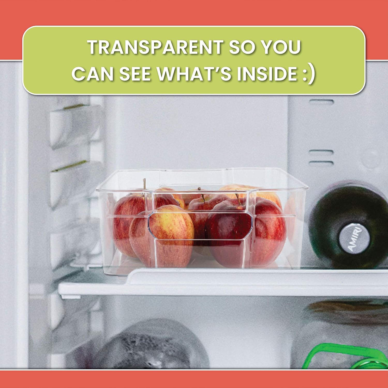 Homeries Fridge Organizer Storage Bins (Pack of 2) – Stackable Freezer & Refrigerator Organizer Container for Kitchen, Pantry, Drawer, Cabinets, Countertops – BPA Free – Multipurpose & Space Saving