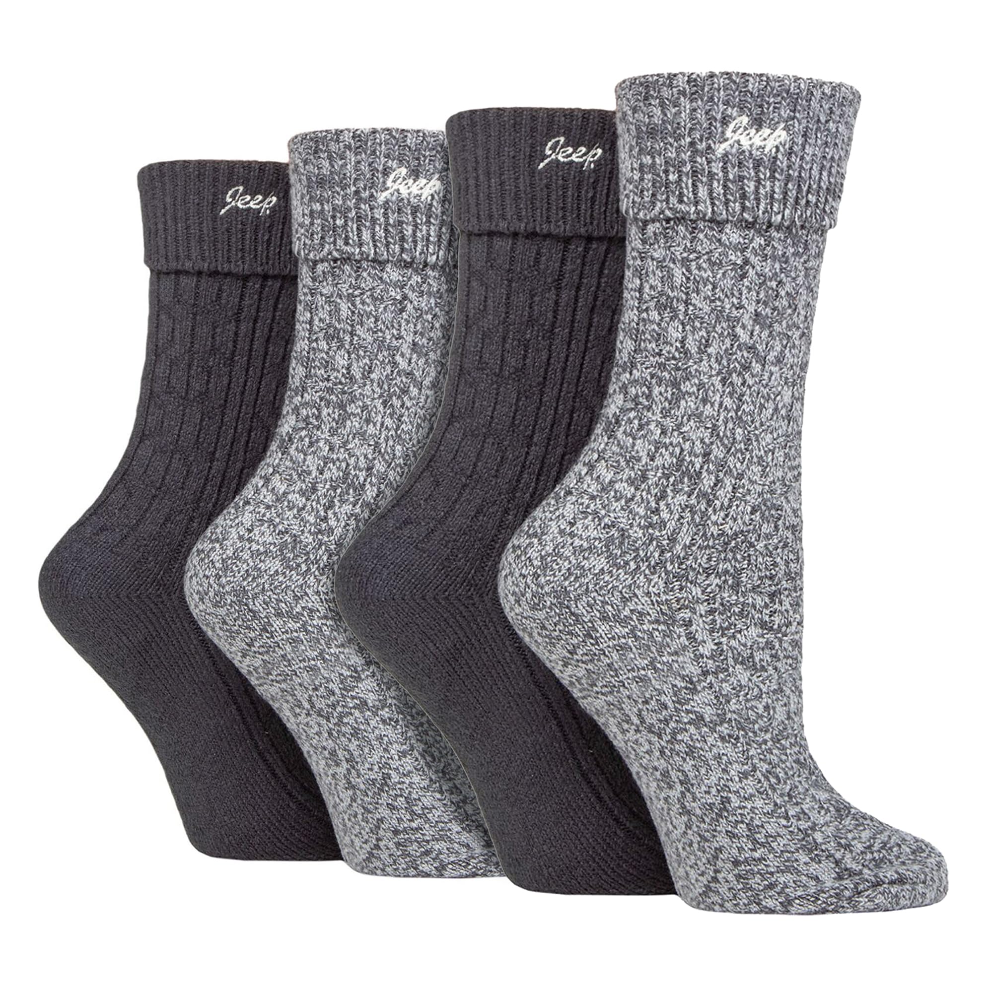 Jeep Women's Charcoal/Slate 4 Pack Walking Boot Socks Soft Polyester Outdoor Socks For Hiking (4-8, )