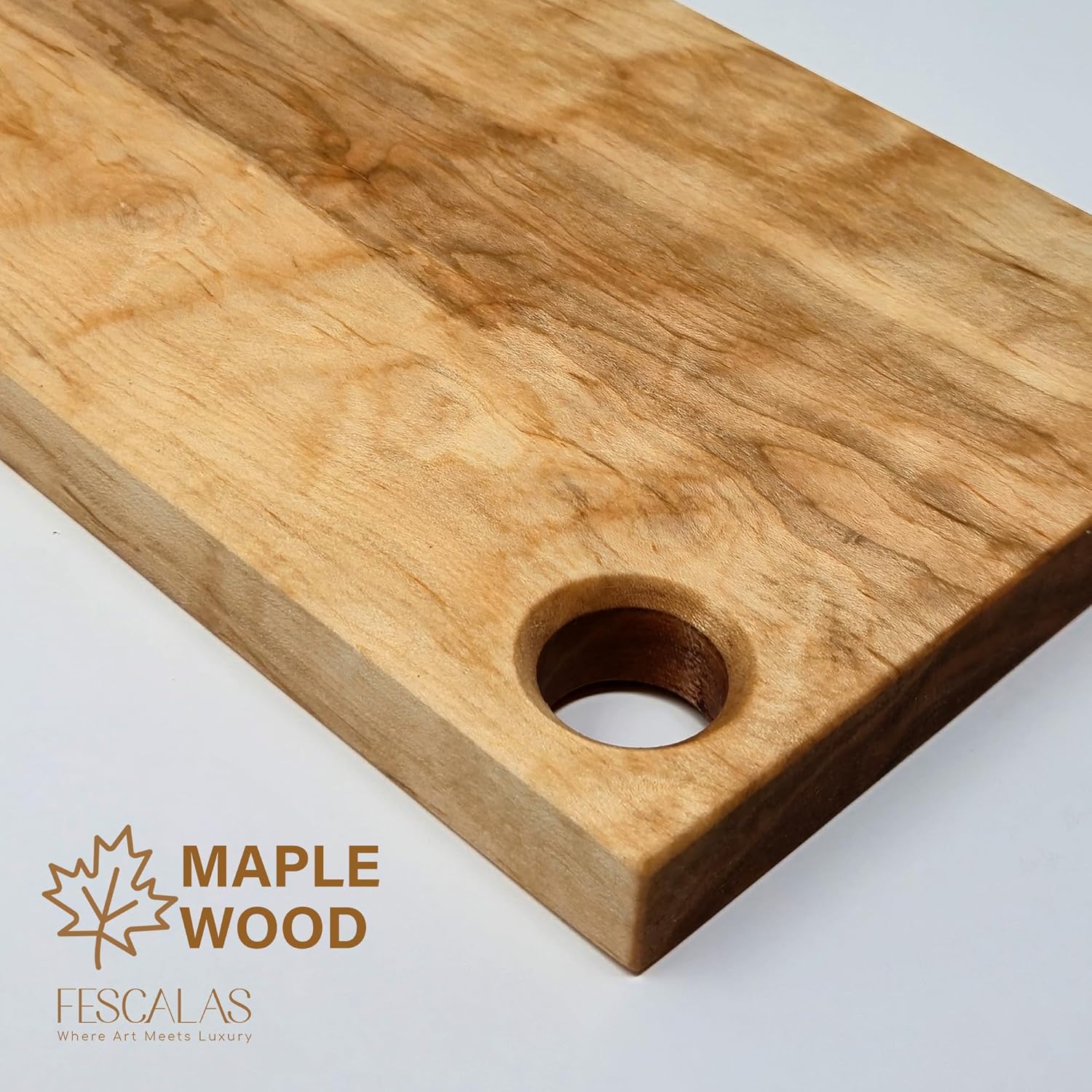 Handmade Maple Wood Serving/Cutting Board for Kitchen, Durable Wooden Chopping Board for Meat, Vegetables, Bread & Cheese, 12" x 6" (Natural Maple)