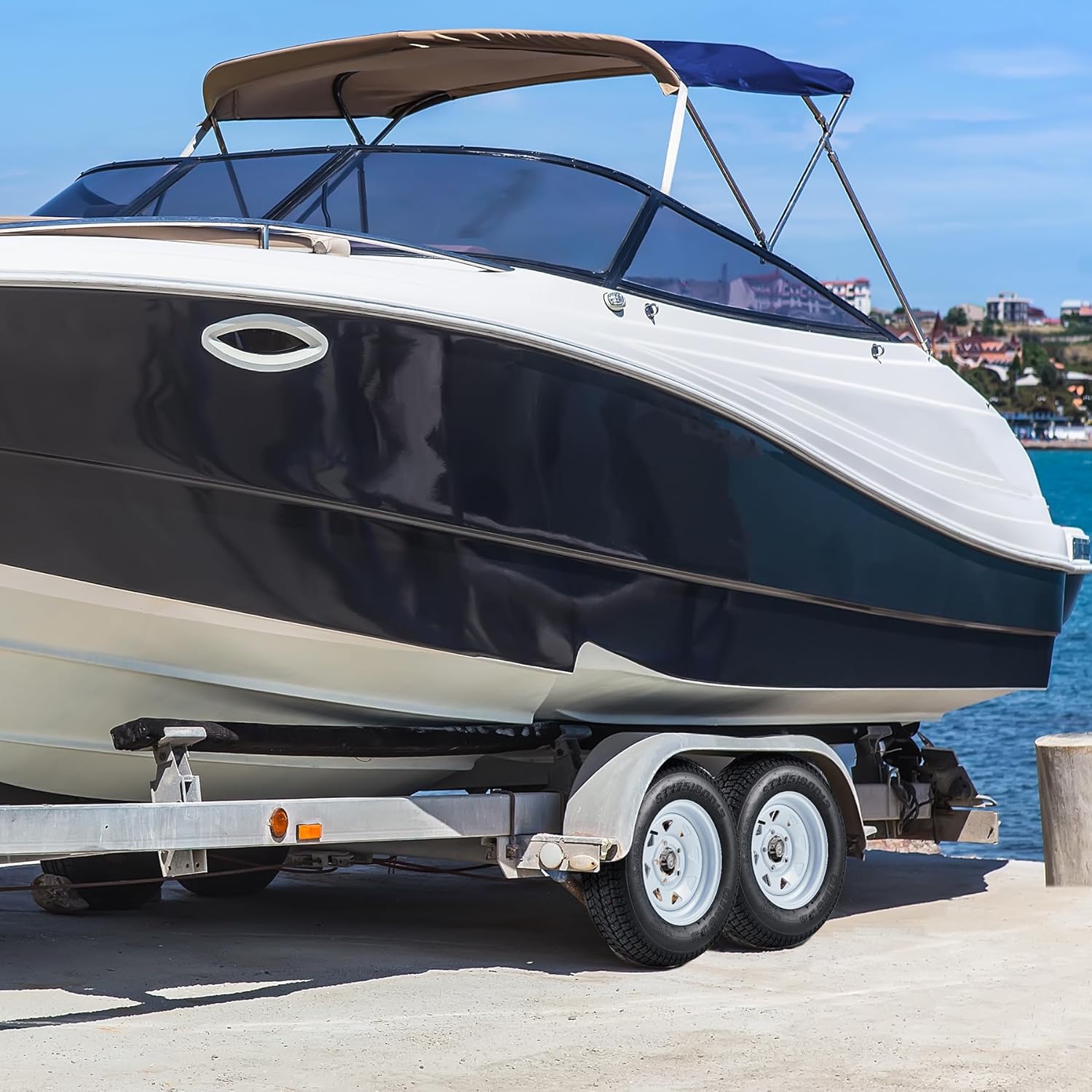 ST175/80D13 Trailer Tires with 13 in Rims, 5 Lug on 4.5 in, Load Range C, 6PR