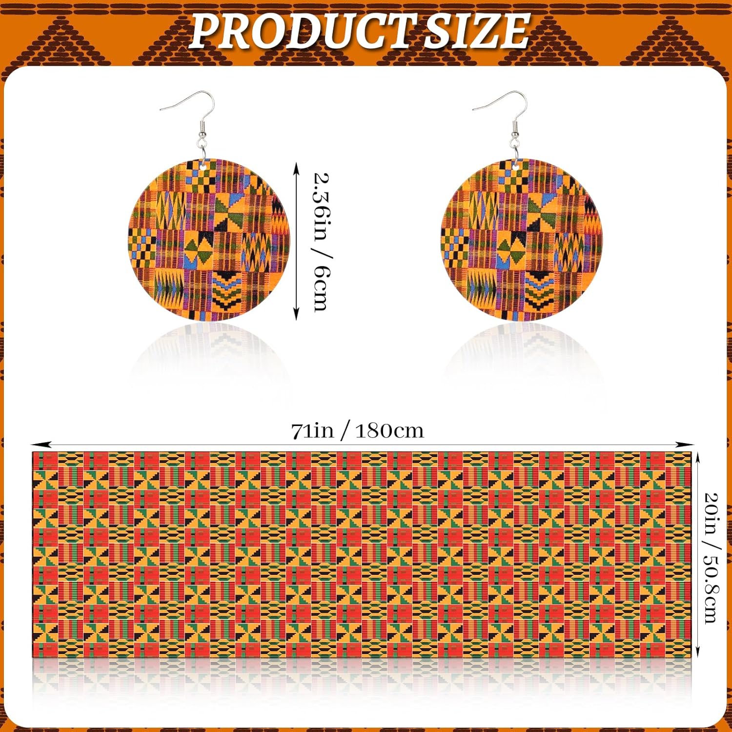 3 Pcs Women African Print Skirt Traditional Dashiki Costume African Dress Head Wraps Scarf Drop Dangle Earrings - Image 7