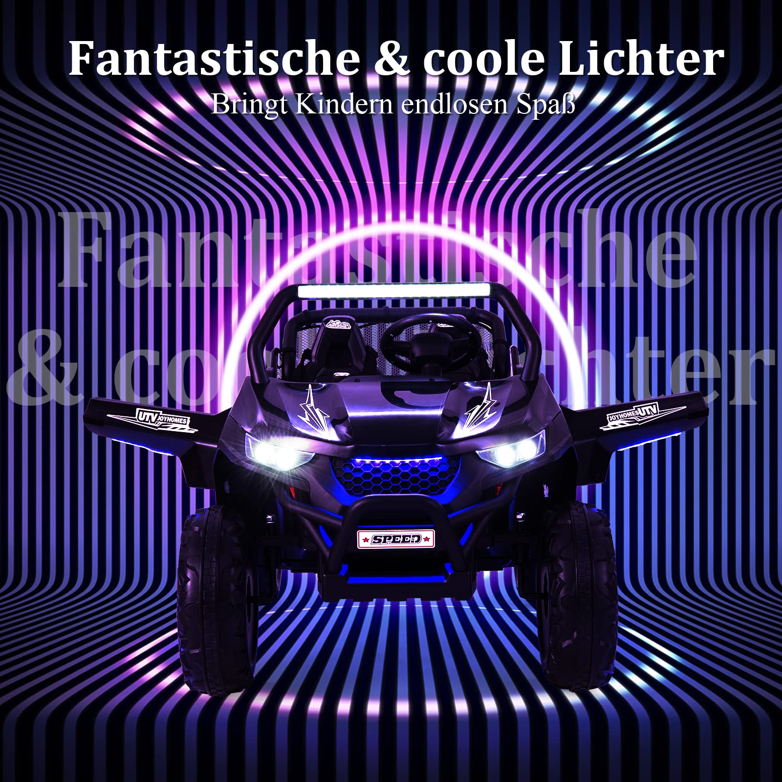 COSTWAY 2 Sitzer Kinderauto mit 2,4G Fernbedienung, 12V Kinder UTV mit Musik und Scheinwerfer, Elektro Auto 2-4 km/h, Elektroauto für Kinder ab 3 Jahren (Schwarz)