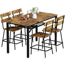 Hooseng 5-Piece Dining Table Set for 4, Counter Height Kitchen Table Chairs Set with Storage, Modern Small Dining Room Set, Space-Saving Dinette Set for Pub, Breakfast Nook, Apartment