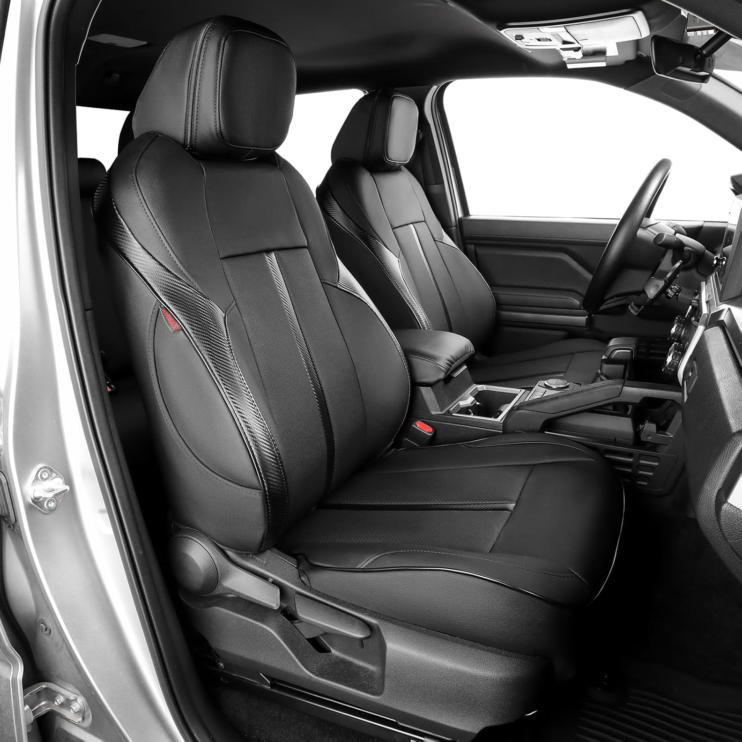 Tacoma Seat Covers Custom for Toyota Tacoma 3rd Gen 2016-2023 Double/Crew Cab SR,SR5,TRD Sport,TRD Off-Road,Limited, Truck Seat Cover Full Set, Waterproof Nappa Leather(Black)