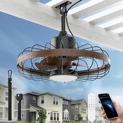 Outdoor Ceiling Fans with Light for Patios, 18 Inch Ceiling